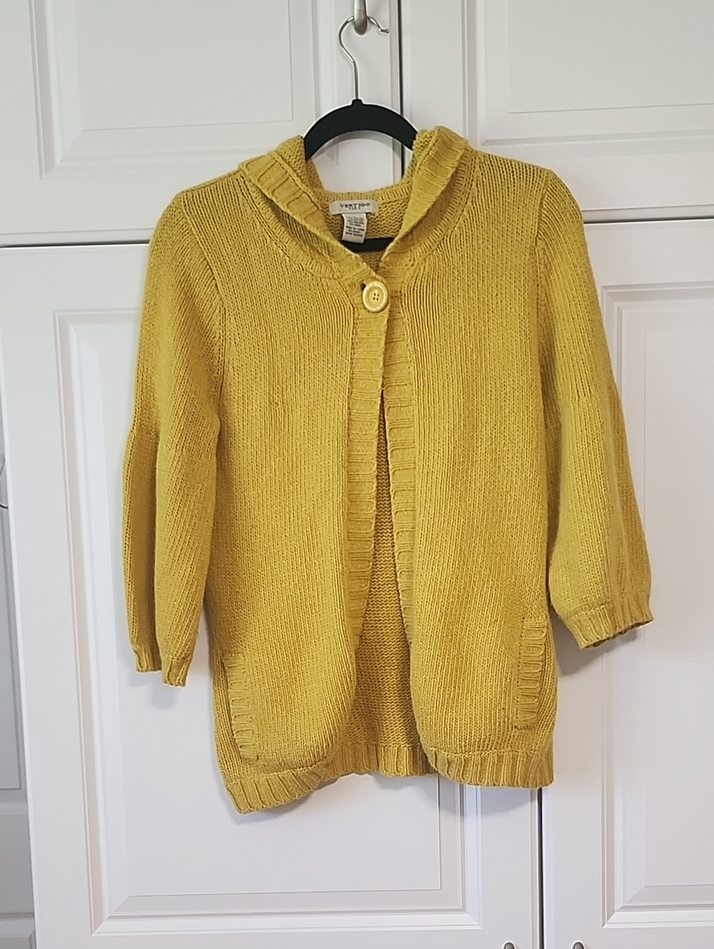 Vertigo Paris Mustard Yellow Hooded Button Cardigan